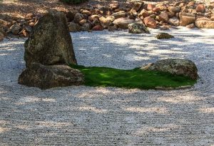 Zen-Garten Steine Kies Moos